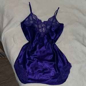 Purple Satin and Lace Chemise Victoria’s Secret